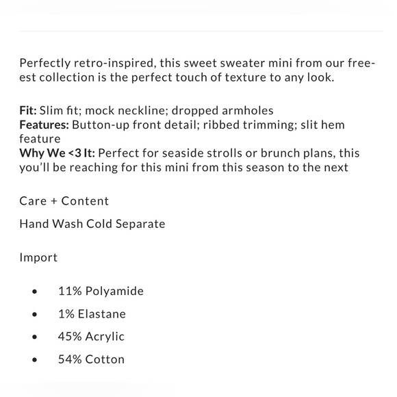 Free People Celeste Mini Sweater Dress Black XS - Picture 5 of 5